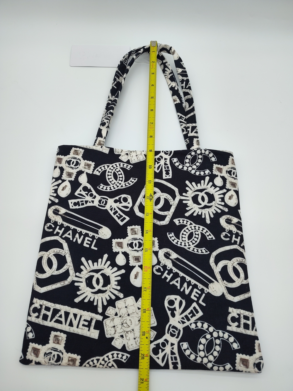 CHANEL Canvas Logo Print Tote Bag VIP Gift Large Employee Shopper Black - Picture 7 of 9